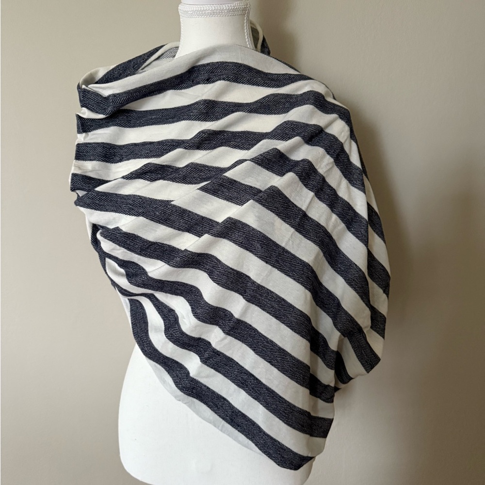 Striped Navy/Gray and White Tube Scarf Shawl